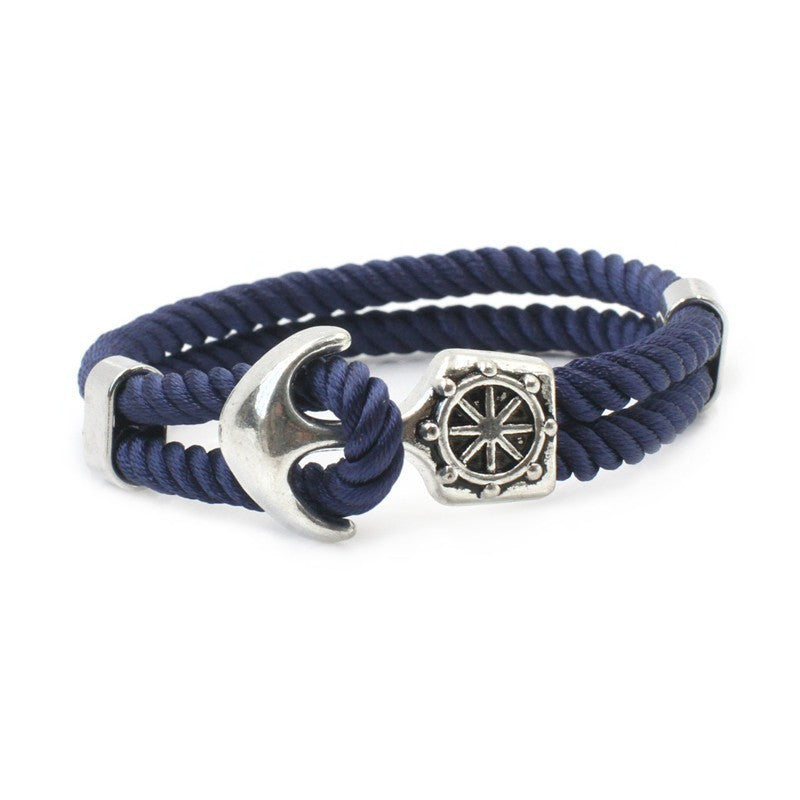 Vintage Nautical Anchor Braided Bracelet