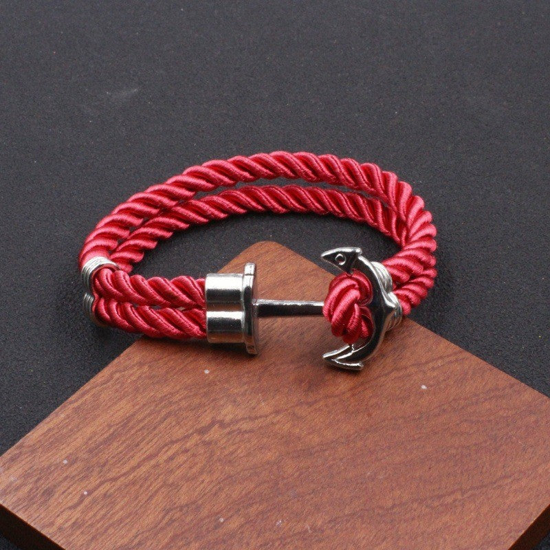 Vintage Nautical Anchor Braided Bracelet