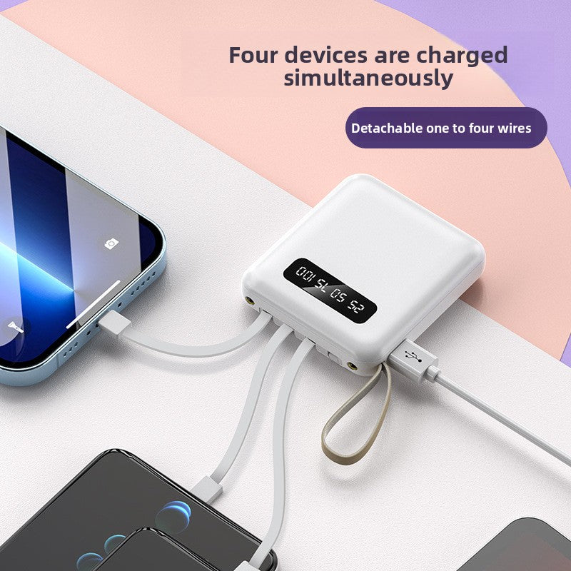 Portable Power Bank with Built-in Cable, Multi-Output, Digital Display
