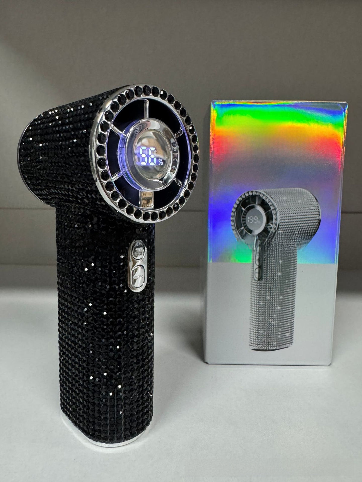 Diamond Mini Handheld Fan with Digital Display