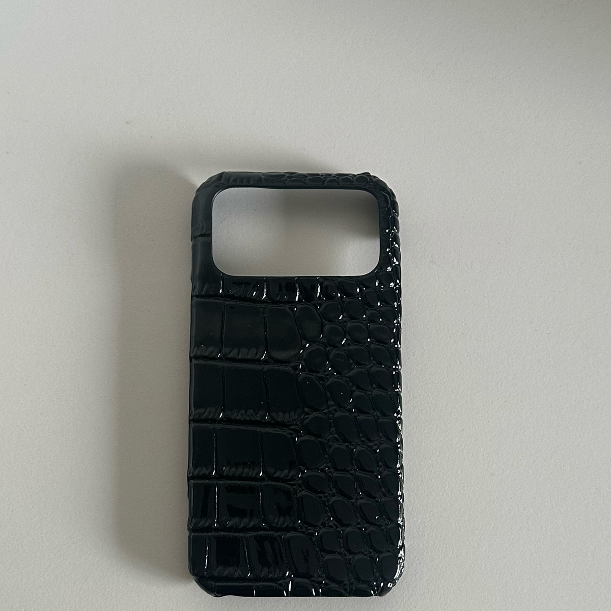 Leather Half-Cover Hard Case Crocodile Pattern