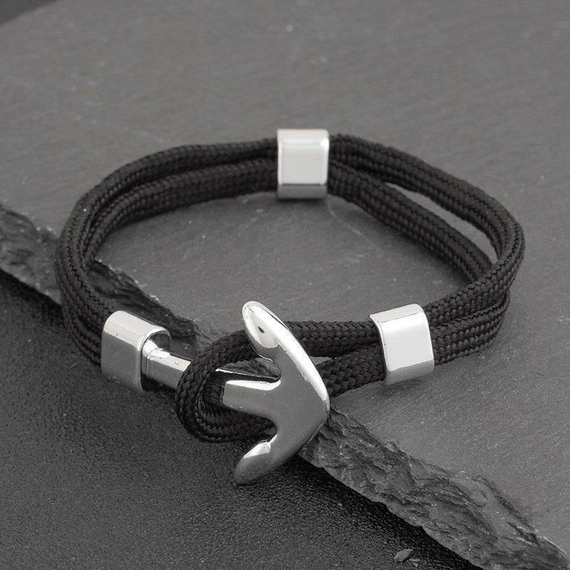 Vintage Nautical Anchor Braided Bracelet