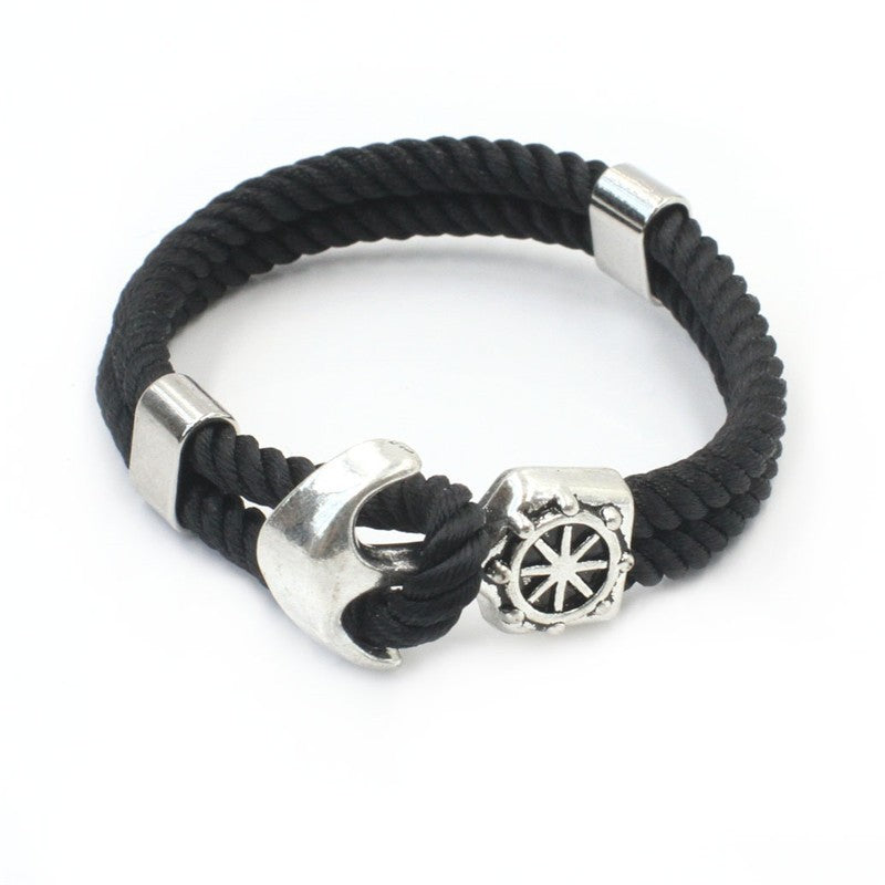 Vintage Nautical Anchor Braided Bracelet