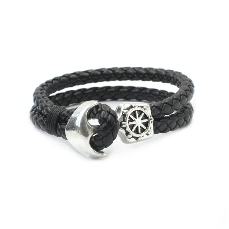 Vintage Nautical Anchor Braided Bracelet