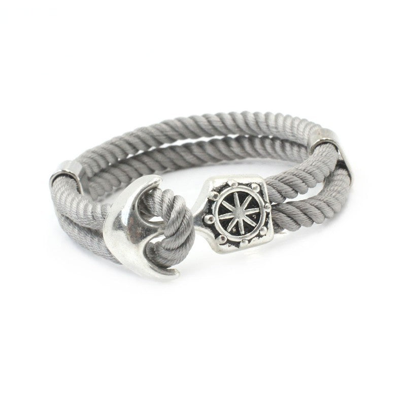 Vintage Nautical Anchor Braided Bracelet