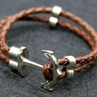 Vintage Nautical Anchor Braided Bracelet