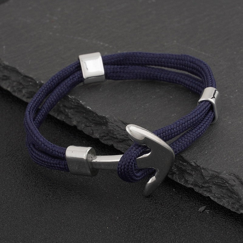 Vintage Nautical Anchor Braided Bracelet