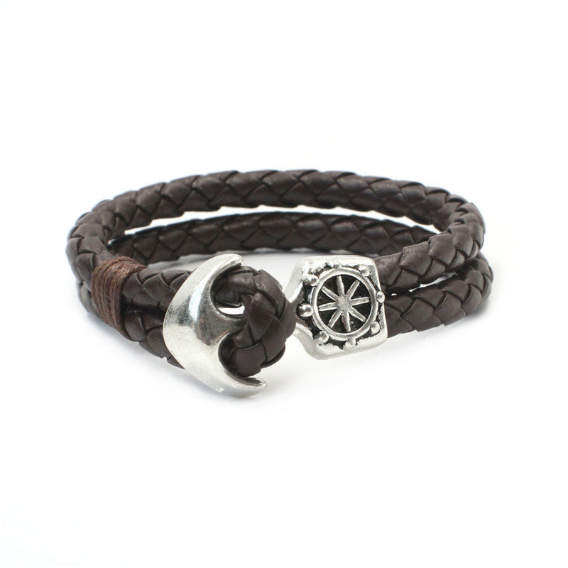 Vintage Nautical Anchor Braided Bracelet