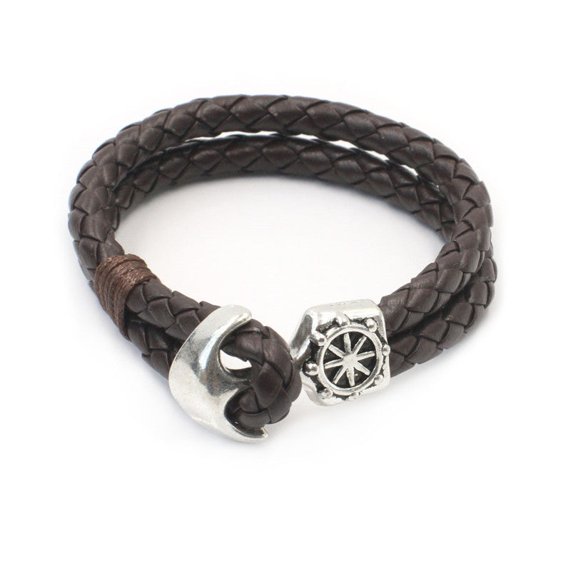 Vintage Nautical Anchor Braided Bracelet