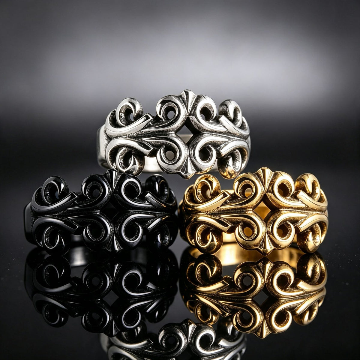 Engraved Hollow Titanium Steel Rings