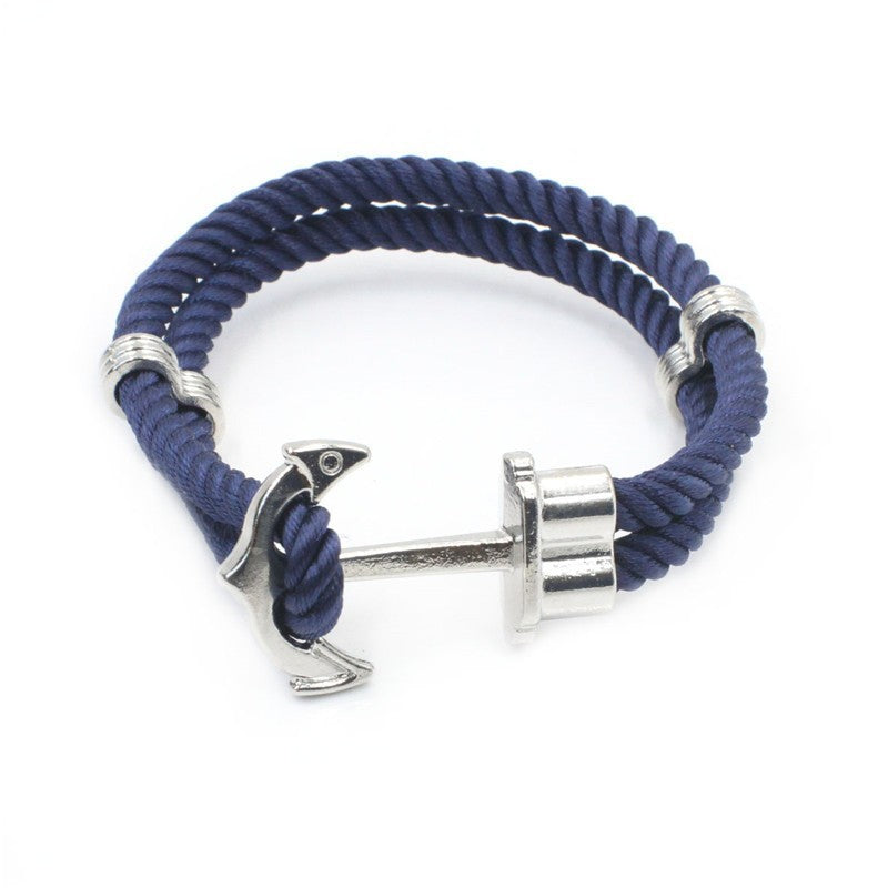 Vintage Nautical Anchor Braided Bracelet