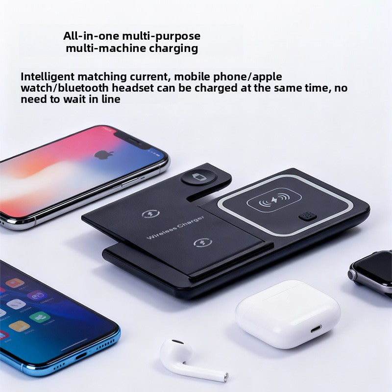 Foldable 3-in-1 Wireless Charging Station for Phone Watch Earbuds