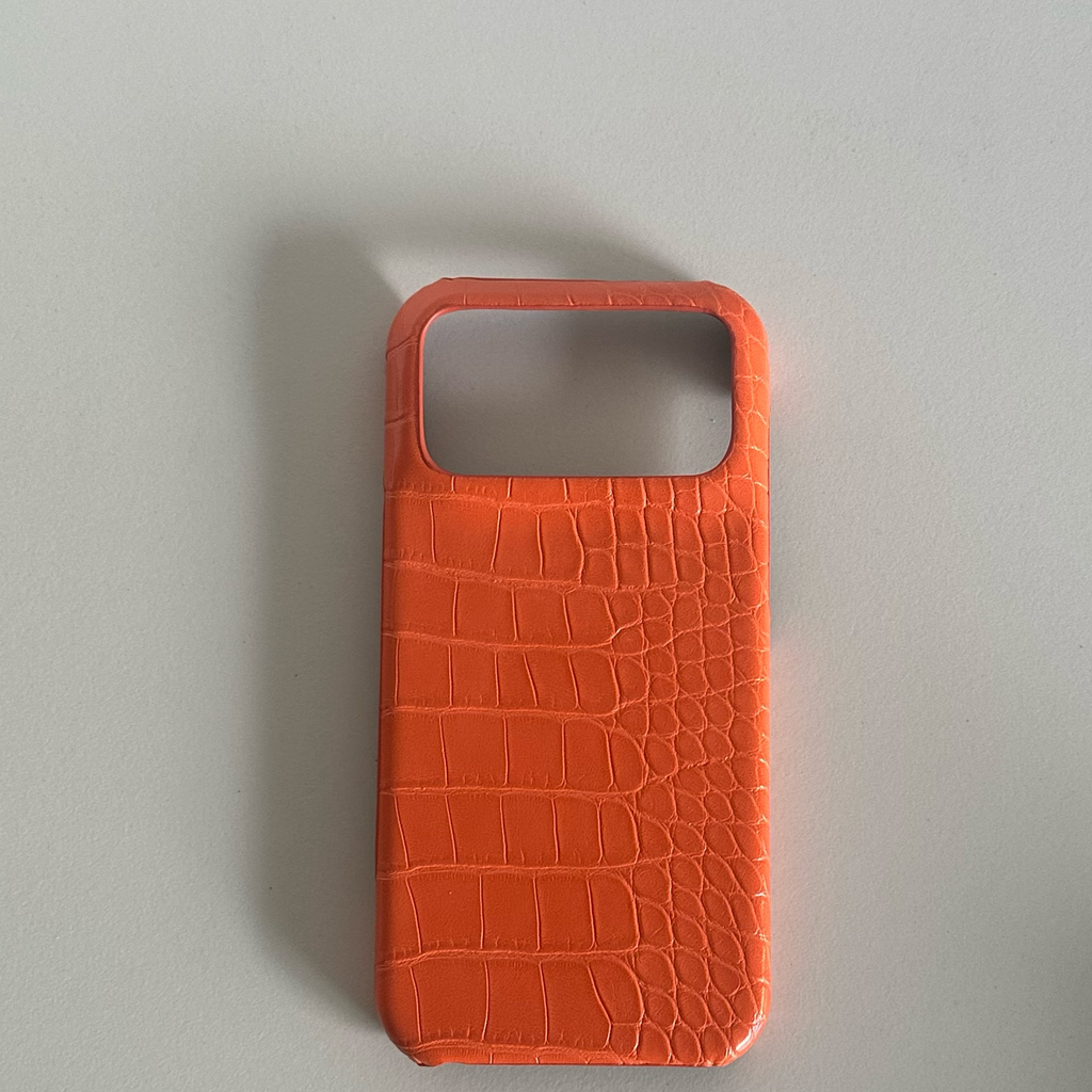 Leather Half-Cover Hard Case Crocodile Pattern