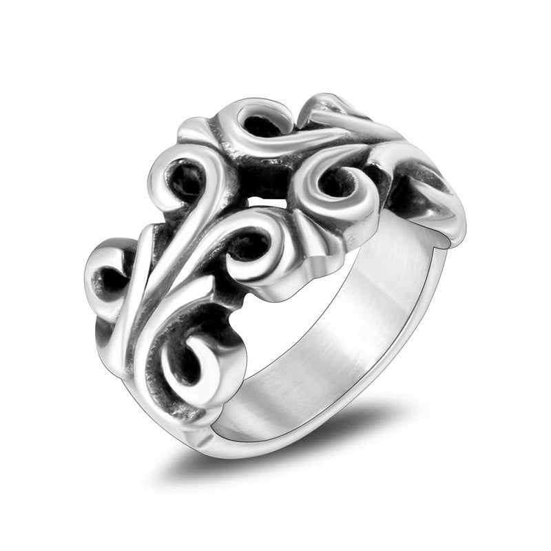 Engraved Hollow Titanium Steel Rings