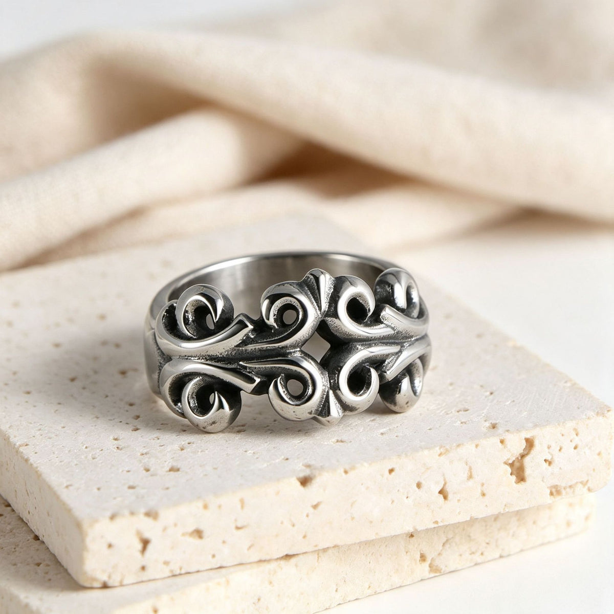 Engraved Hollow Titanium Steel Rings
