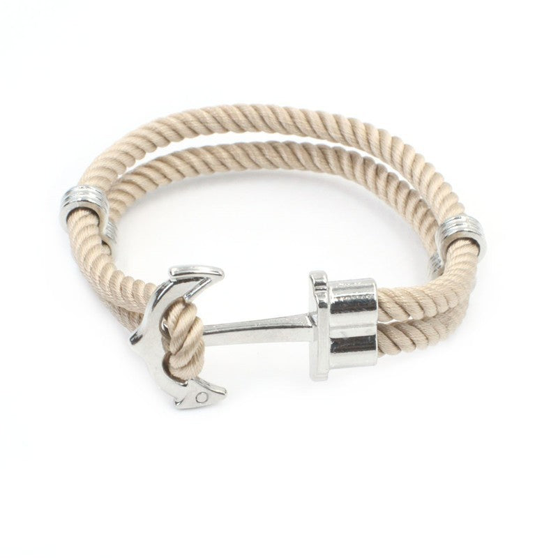 Vintage Nautical Anchor Braided Bracelet