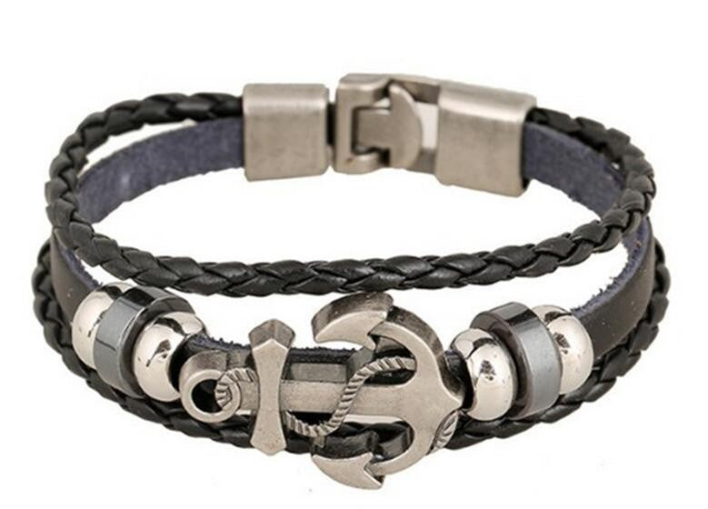 Vintage Nautical Anchor Braided Bracelet