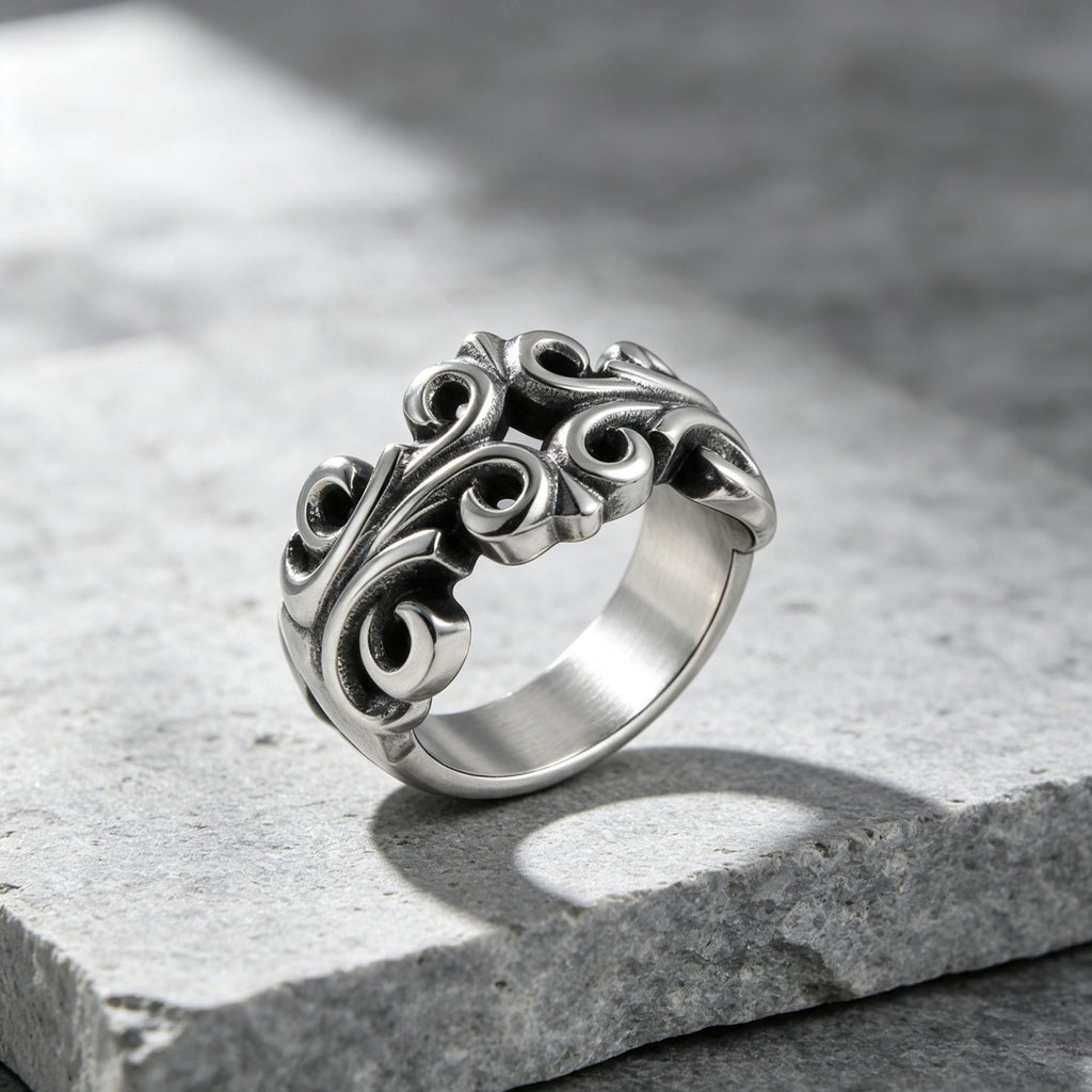 Engraved Hollow Titanium Steel Rings