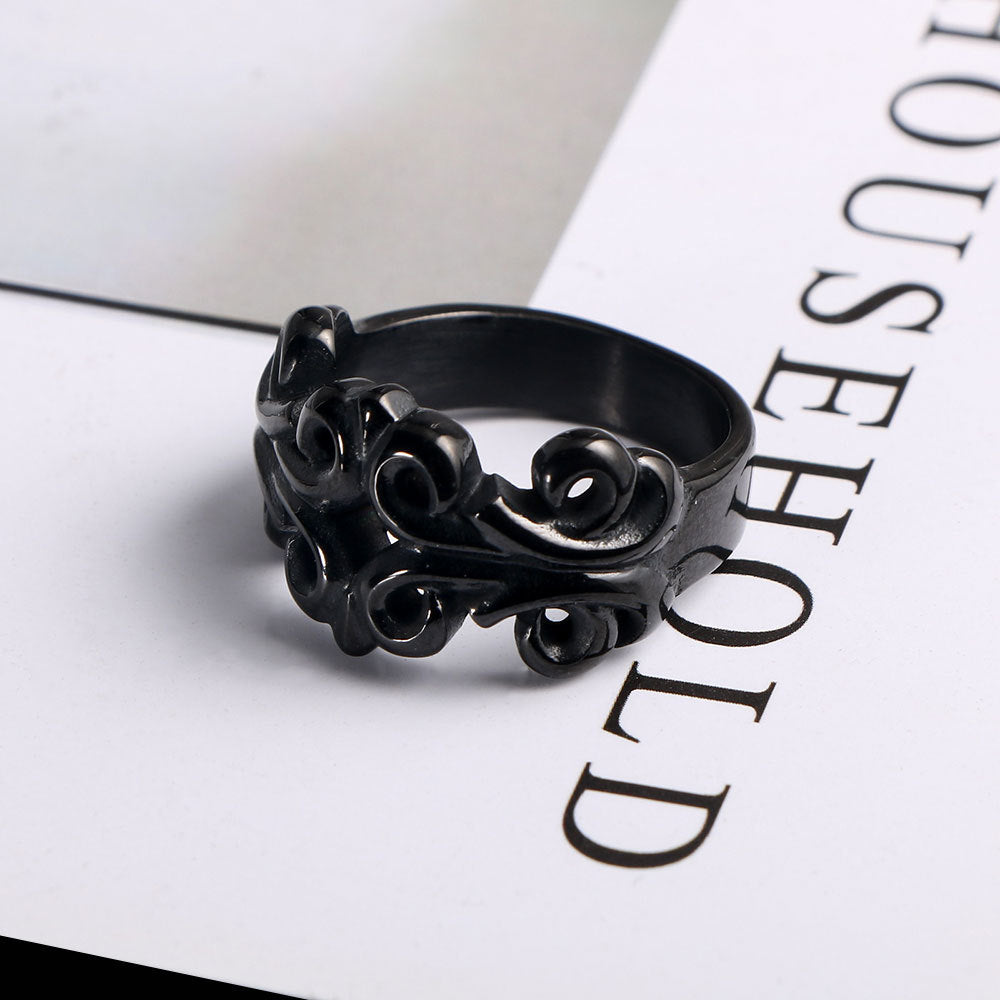 Engraved Hollow Titanium Steel Rings