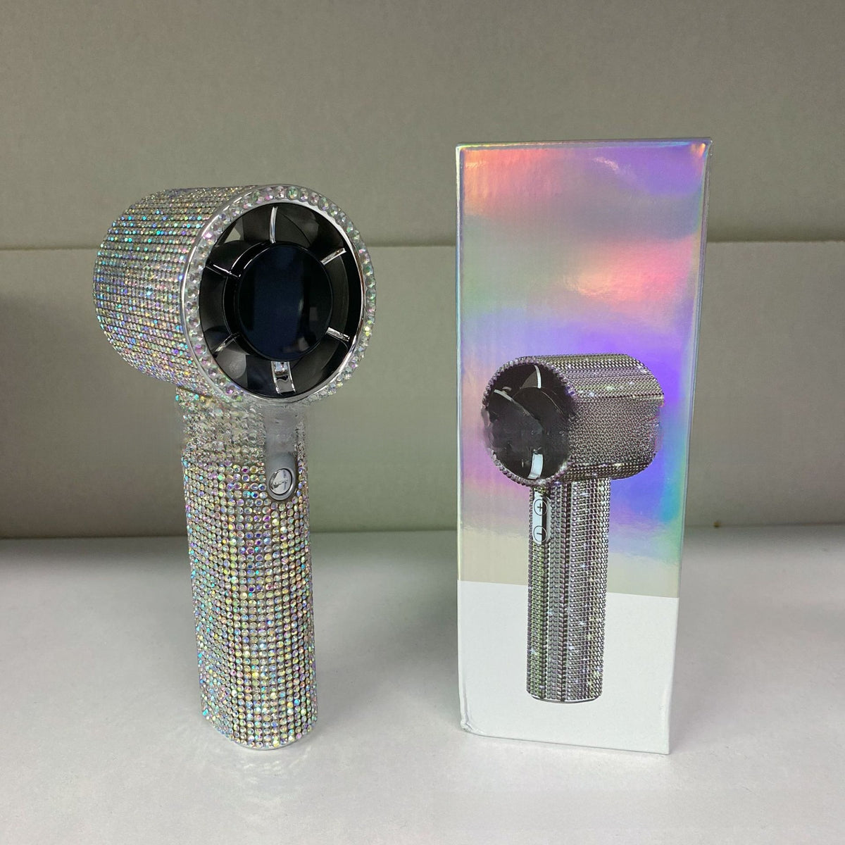Diamond Mini Handheld Fan with Digital Display