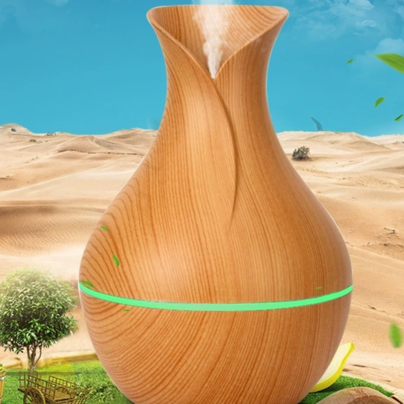Wood grain vase humidifier