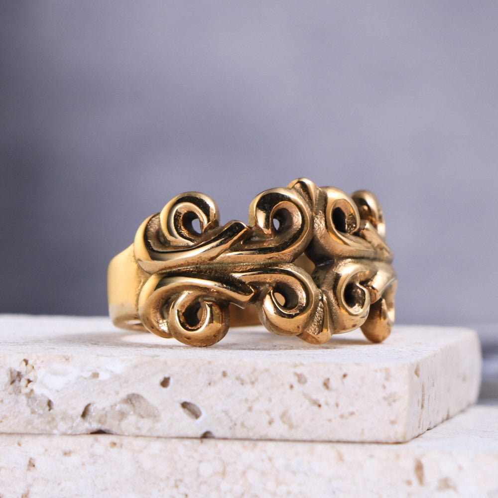 Engraved Hollow Titanium Steel Rings